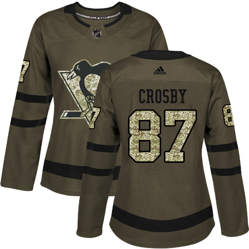 Adidas Penguins #87 Sidney Crosby Green Salute to Service Women's Stitched NHL Jersey Adidas Penguins #87 Sidney Crosby Green Salute to Service Women's Stitched NHL Jersey