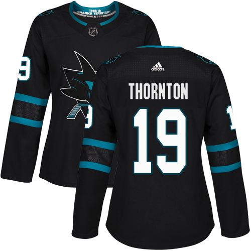 Adidas Sharks #19 Joe Thornton Black Alternate Authentic Women's Stitched NHL Jersey Adidas Sharks #19 Joe Thornton Black Alternate Authentic Women's Stitched NHL Jersey