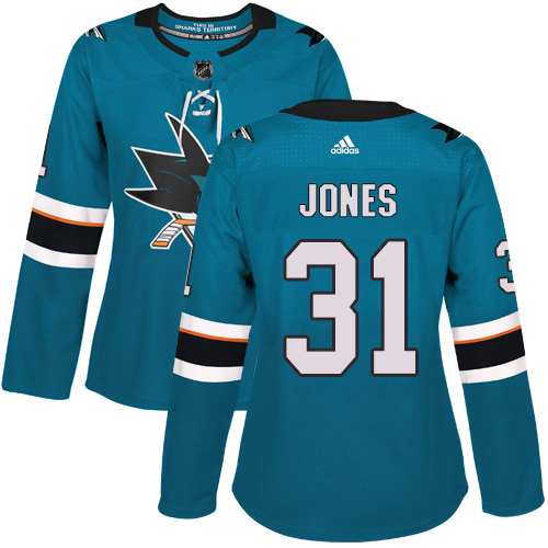Adidas Sharks #31 Martin Jones Teal Home Authentic Women's Stitched NHL Jersey Adidas Sharks #31 Martin Jones Teal Home Authentic Women's Stitched NHL Jersey