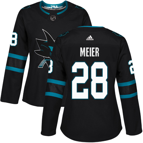 Adidas Sharks #28 Timo Meier Black Alternate Authentic Women's Stitched NHL Jersey Adidas Sharks #28 Timo Meier Black Alternate Authentic Women's Stitched NHL Jersey