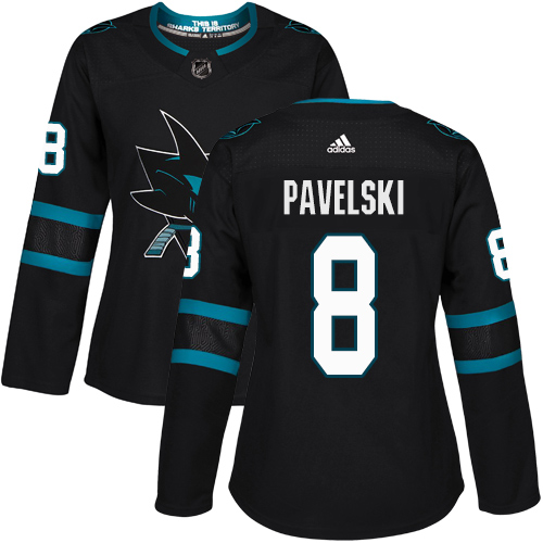 Adidas Sharks #8 Joe Pavelski Black Alternate Authentic Women's Stitched NHL Jersey Adidas Sharks #8 Joe Pavelski Black Alternate Authentic Women's Stitched NHL Jersey