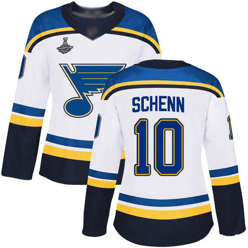 Adidas Blues #10 Brayden Schenn White Road Authentic Stanley Cup Champions Women's Stitched NHL Jersey Adidas Blues #10 Brayden Schenn White Road Authentic Stanley Cup Champions Women's Stitched NHL Jersey