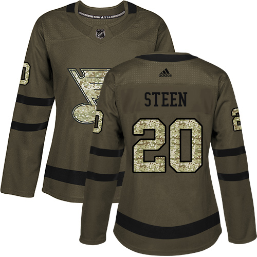 Adidas Blues #20 Alexander Steen Green Salute to Service Women's Stitched NHL Jersey Adidas Blues #20 Alexander Steen Green Salute to Service Women's Stitched NHL Jersey