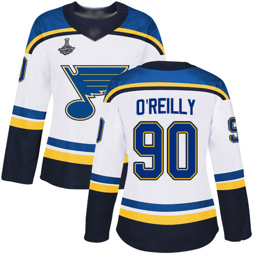 Adidas Blues #90 Ryan O'Reilly White Road Authentic Stanley Cup Champions Women's Stitched NHL Jersey Adidas Blues #90 Ryan O'Reilly White Road Authentic Stanley Cup Champions Women's Stitched NHL Jersey