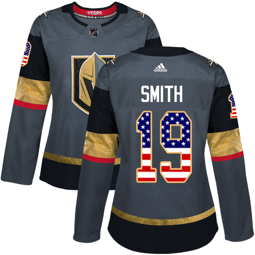 Adidas Golden Knights #19 Reilly Smith Grey Home Authentic USA Flag Women's Stitched NHL Jersey Adidas Golden Knights #19 Reilly Smith Grey Home Authentic USA Flag Women's Stitched NHL Jersey