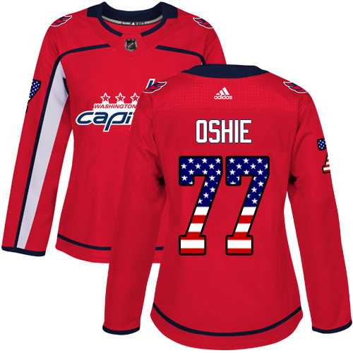 Adidas Capitals #77 T.J. Oshie Red Home Authentic USA Flag Women's Stitched NHL Jersey Adidas Capitals #77 T.J. Oshie Red Home Authentic USA Flag Women's Stitched NHL Jersey