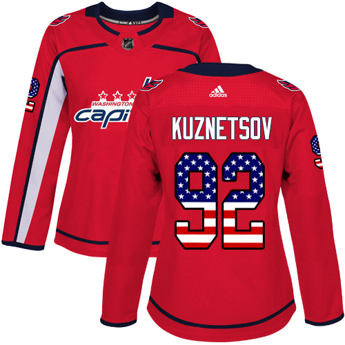 Adidas Capitals #92 Evgeny Kuznetsov Red Home Authentic USA Flag Women's Stitched NHL Jersey Adidas Capitals #92 Evgeny Kuznetsov Red Home Authentic USA Flag Women's Stitched NHL Jersey