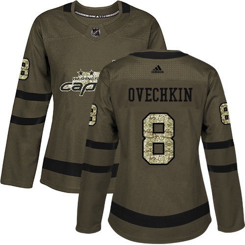 Adidas Capitals #8 Alex Ovechkin Green Salute to Service Women's Stitched NHL Jersey Adidas Capitals #8 Alex Ovechkin Green Salute to Service Women's Stitched NHL Jersey