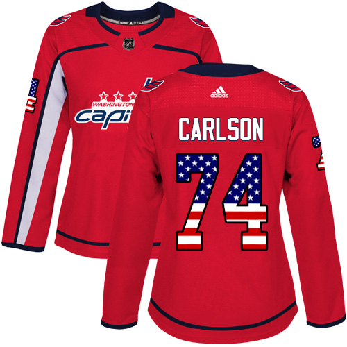 Adidas Capitals #74 John Carlson Red Home Authentic USA Flag Women's Stitched NHL Jersey Adidas Capitals #74 John Carlson Red Home Authentic USA Flag Women's Stitched NHL Jersey