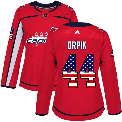 Adidas Capitals #44 Brooks Orpik Red Home Authentic USA Flag Women's Stitched NHL Jersey Adidas Capitals #44 Brooks Orpik Red Home Authentic USA Flag Women's Stitched NHL Jersey