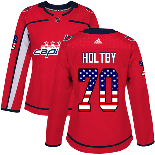 Adidas Capitals #70 Braden Holtby Red Home Authentic USA Flag Women's Stitched NHL Jersey Adidas Capitals #70 Braden Holtby Red Home Authentic USA Flag Women's Stitched NHL Jersey