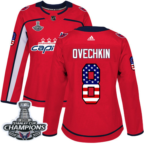 Adidas Capitals #8 Alex Ovechkin Red Home Authentic USA Flag Stanley Cup Final Champions Women's Stitched NHL Jersey Adidas Capitals #8 Alex Ovechkin Red Home Authentic USA Flag Stanley Cup Final Champions Women's Stitched NHL Jersey