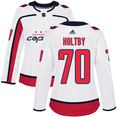 Adidas Capitals #70 Braden Holtby White Road Authentic Women's Stitched NHL Jersey Adidas Capitals #70 Braden Holtby White Road Authentic Women's Stitched NHL Jersey