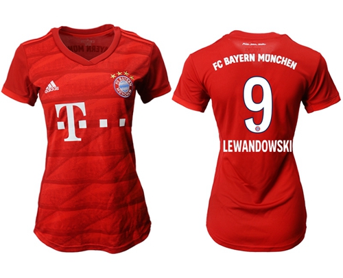 Women's Bayern Munchen #9 Lewandowski Home Soccer Club Jersey Women's Bayern Munchen #9 Lewandowski Home Soccer Club Jersey