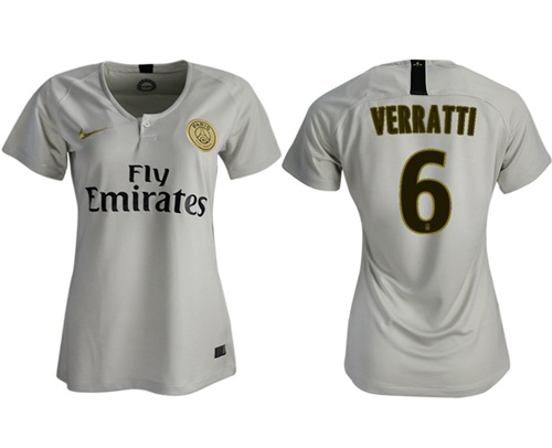 Women's Paris Saint-Germain #6 Verratti Away Soccer Club Jersey Women's Paris Saint-Germain #6 Verratti Away Soccer Club Jersey