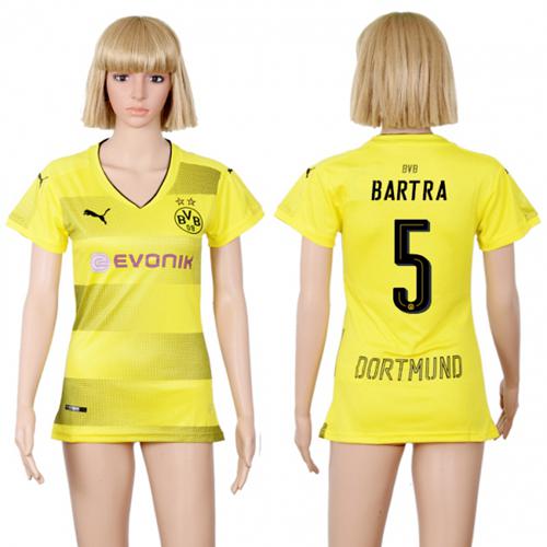 Women's Dortmund #5 Bartra Home Soccer Club Jersey Women's Dortmund #5 Bartra Home Soccer Club Jersey