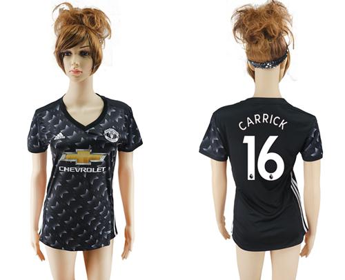 Women's Manchester United #16 Carrick Away Soccer Club Jersey