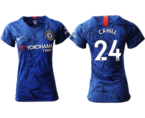 Women's Chelsea #24 Cahill Home Soccer Club Jersey Women's Chelsea #24 Cahill Home Soccer Club Jersey