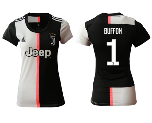 Women's Juventus #1 Buffon Home Soccer Club Jersey Women's Juventus #1 Buffon Home Soccer Club Jersey