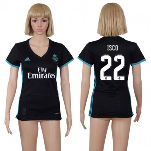Women's Real Madrid #22 Isco Away Soccer Club Jersey Women's Real Madrid #22 Isco Away Soccer Club Jersey