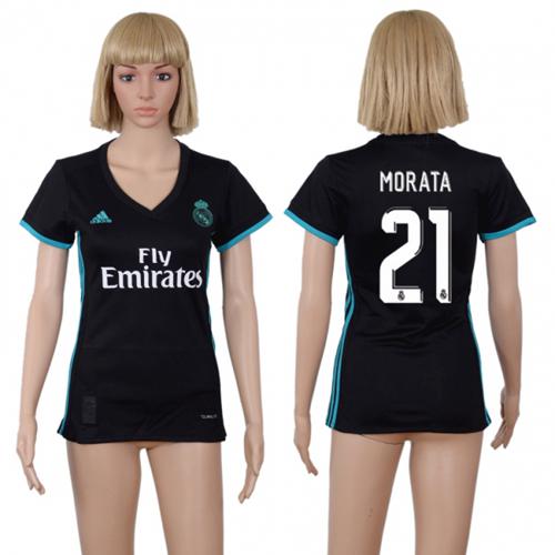 Women's Real Madrid #21 Morata Away Soccer Club Jersey Women's Real Madrid #21 Morata Away Soccer Club Jersey