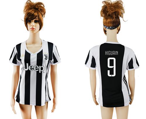 Women's Juventus #9 Higuain Home Soccer Club Jersey Women's Juventus #9 Higuain Home Soccer Club Jersey