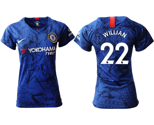 Women's Chelsea #22 Willian Home Soccer Club Jersey Women's Chelsea #22 Willian Home Soccer Club Jersey