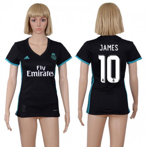 Women's Real Madrid #10 James Away Soccer Club Jersey Women's Real Madrid #10 James Away Soccer Club Jersey
