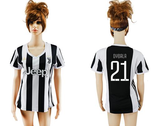 Women's Juventus #21 Dybala Home Soccer Club Jersey Women's Juventus #21 Dybala Home Soccer Club Jersey