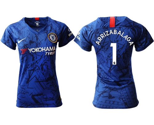 Women's Chelsea #1 Arrizabalaga Home Soccer Club Jersey Women's Chelsea #1 Arrizabalaga Home Soccer Club Jersey