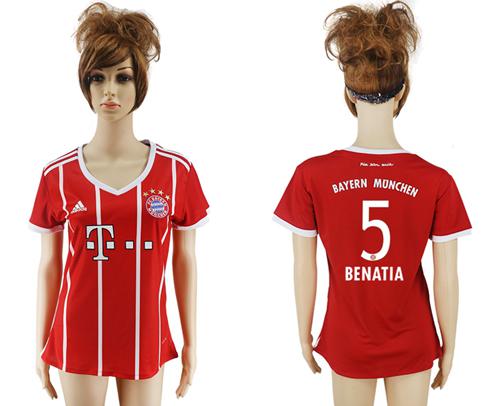 Women's Bayern Munchen #5 Benatia Home Soccer Club Jersey Women's Bayern Munchen #5 Benatia Home Soccer Club Jersey