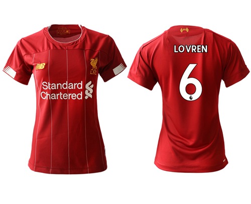 Women's Liverpool #6 Lovren Red Home Soccer Club Jersey