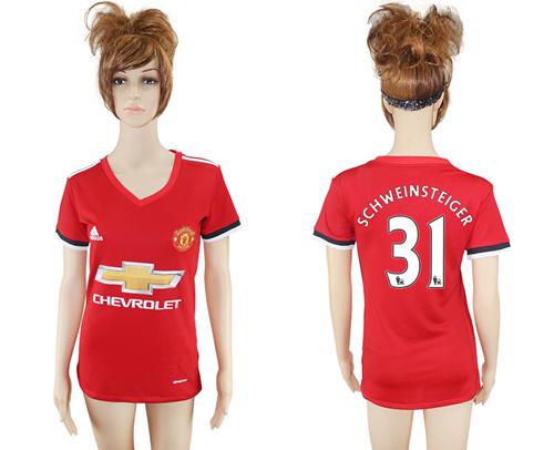 Women's Manchester United #31 Schweinsteiger Red Home Soccer Club Jersey