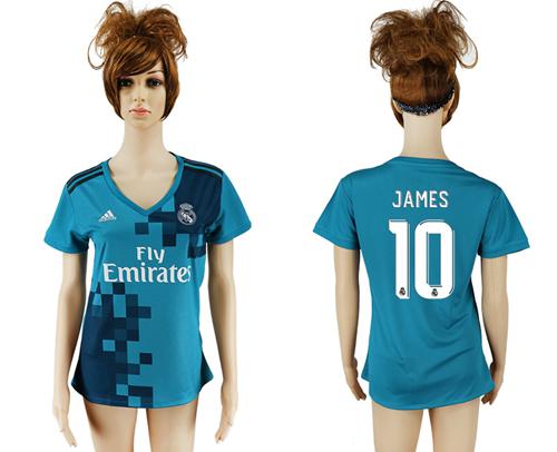 Women's Real Madrid #10 James Sec Away Soccer Club Jersey Women's Real Madrid #10 James Sec Away Soccer Club Jersey