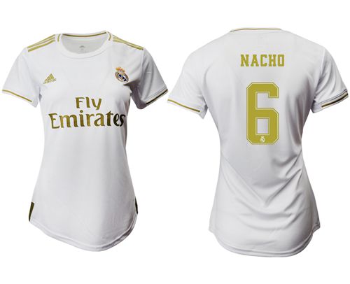 Women's Real Madrid #6 Nacho Home Soccer Club Jersey Women's Real Madrid #6 Nacho Home Soccer Club Jersey