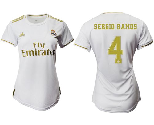 Women's Real Madrid #4 Sergio Ramos Home Soccer Club Jersey