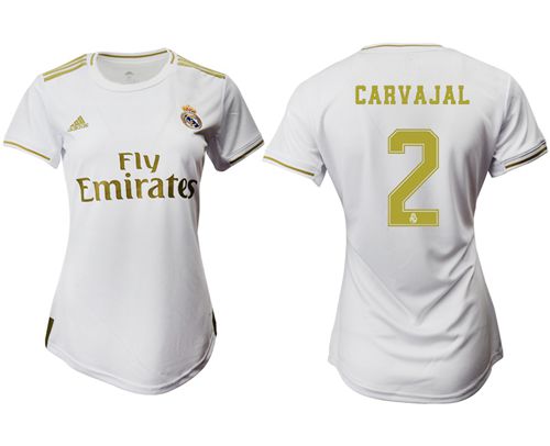 Women's Real Madrid #2 Carvajal Home Soccer Club Jersey Women's Real Madrid #2 Carvajal Home Soccer Club Jersey