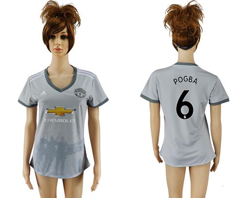 Women's Manchester United #6 Pogba Sec Away Soccer Club Jersey Women's Manchester United #6 Pogba Sec Away Soccer Club Jersey