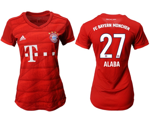 Women's Bayern Munchen #27 Alaba Home Soccer Club Jersey