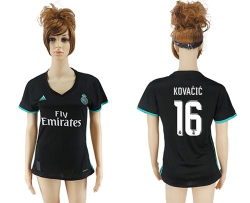 Women's Real Madrid #16 Kovacic Away Soccer Club Jersey Women's Real Madrid #16 Kovacic Away Soccer Club Jersey