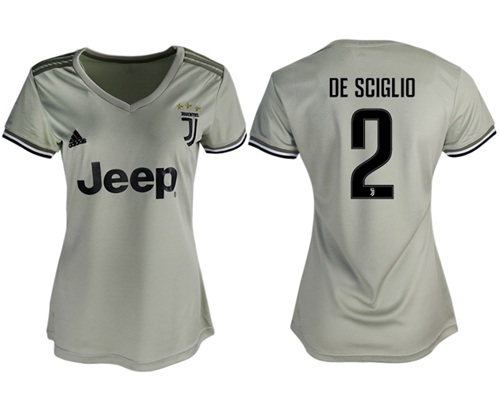 Women's Juventus #2 De Sciglio Away Soccer Club Jersey Women's Juventus #2 De Sciglio Away Soccer Club Jersey