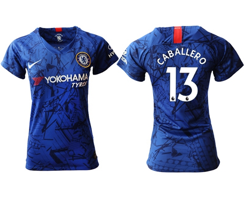 Women's Chelsea #13 Caballero Home Soccer Club Jersey Women's Chelsea #13 Caballero Home Soccer Club Jersey