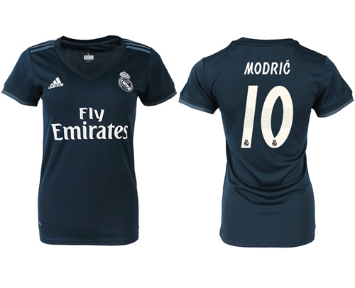 Women's Real Madrid #10 Modric Away Soccer Club Jersey Women's Real Madrid #10 Modric Away Soccer Club Jersey