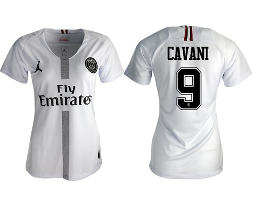 Women's Jordan Paris Saint-Germain #9 Cavani Away Soccer Club Jersey Women's Jordan Paris Saint-Germain #9 Cavani Away Soccer Club Jersey