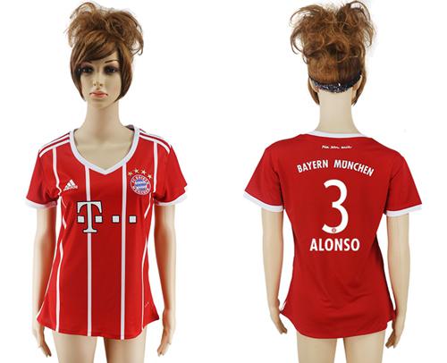 Women's Bayern Munchen #3 Alonso Home Soccer Club Jersey Women's Bayern Munchen #3 Alonso Home Soccer Club Jersey