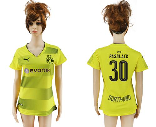Women's Dortmund #30 Passlack Home Soccer Club Jersey Women's Dortmund #30 Passlack Home Soccer Club Jersey