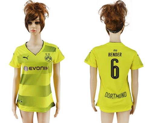 Women's Dortmund #6 Bender Home Soccer Club Jersey Women's Dortmund #6 Bender Home Soccer Club Jersey