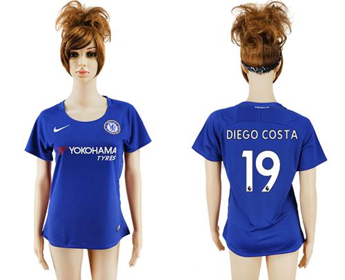 Women's Chelsea #19 Diego Costa Home Soccer Club Jersey Women's Chelsea #19 Diego Costa Home Soccer Club Jersey