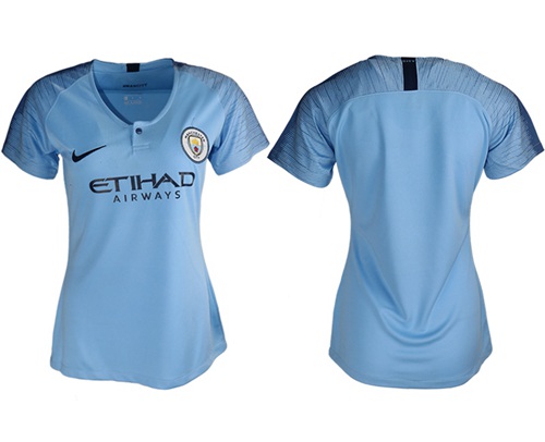 Women's Manchester City Blank Home Soccer Club Jersey Women's Manchester City Blank Home Soccer Club Jersey
