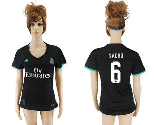 Women's Real Madrid #6 Nacho Away Soccer Club Jersey Women's Real Madrid #6 Nacho Away Soccer Club Jersey